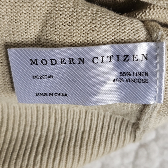MODERN CITIZEN KNIT CREWNECK TOP SWEATER WOMENS L LARGE TAN - Picture 4 of 6